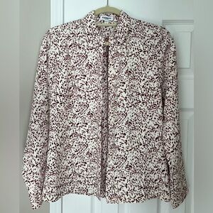 Express Portofino Red & White Abstract Print Button Down Blouse XS